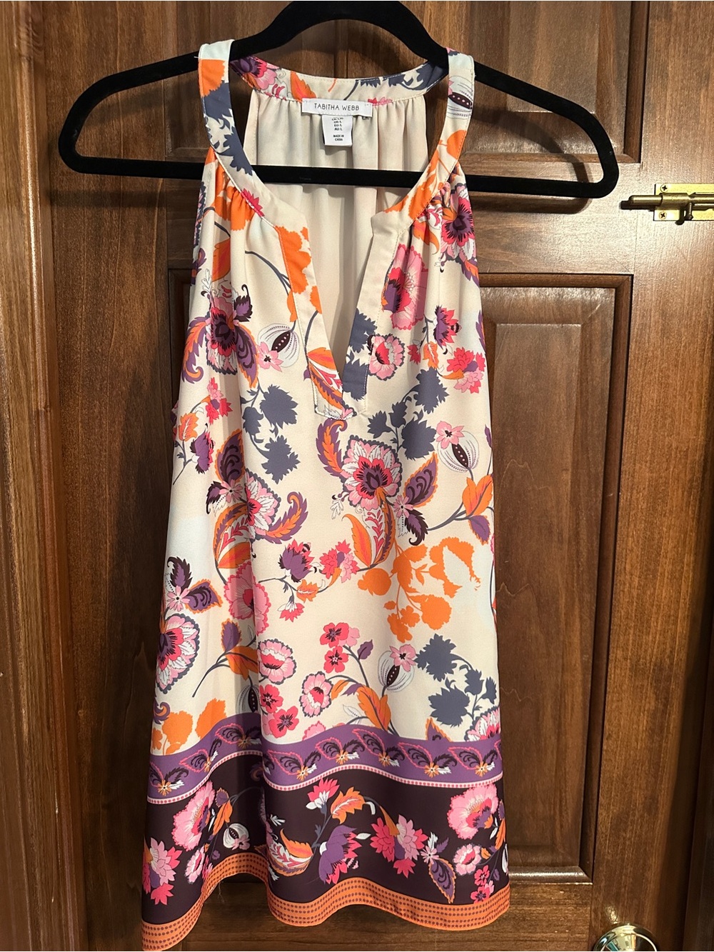 Tabitha Webb Floral Sleeveless Top in Cream, Orange & Purple